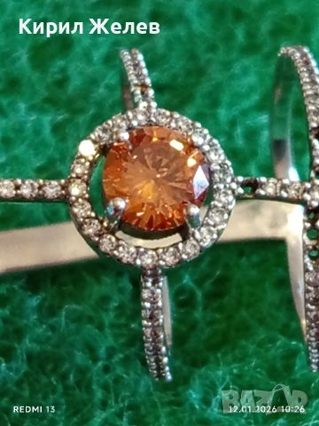 Уникален триредов сребърен пръстен украсен с кристали и Сапфир Арт бижу 51988, снимка 4 - Пръстени - 53069880