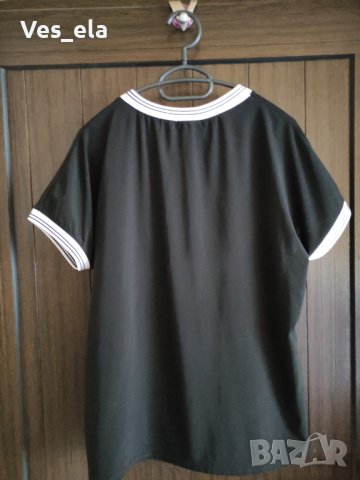 черна  блуза с бял кант размер ХЛ , снимка 3 - Тениски - 40628659
