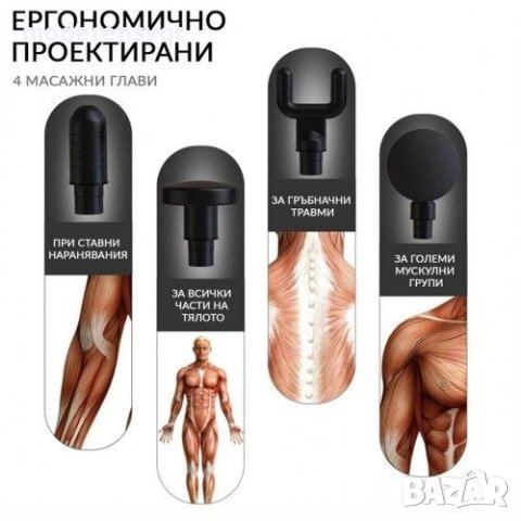 Безжичен масажор за тяло пистолет Fascial Gun с 6 масажни скорости, снимка 4 - Масажори - 43837843