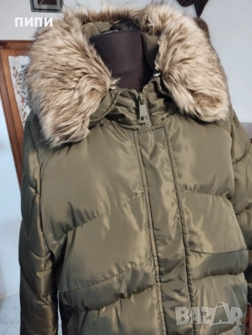 ДАМСКО ЗИМНО яке с качулко, цвят зелен, снимка 2 - Якета - 53473037