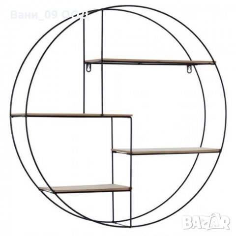 Стенен кръгъл рафт-дърво и метал, снимка 2 - Етажерки - 32406319