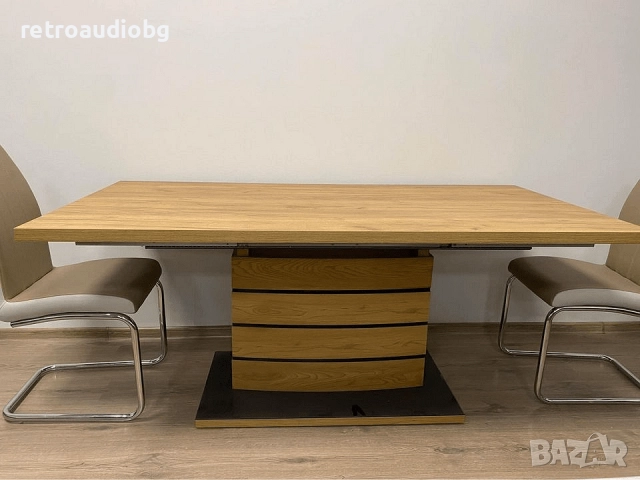 Трапезна маса Леонардо 180х90 дъб/черно - неразтегателна