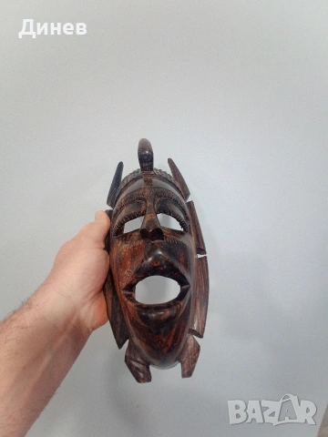 Автентична стенна маска от масивен абанос - 30 см, ръчна изработка, снимка 2 - Декорация за дома - 53446528