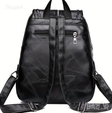Елегантна дамска раница от еко кожа с декоративни плитки и пискюли , снимка 2 - Чанти - 52290619