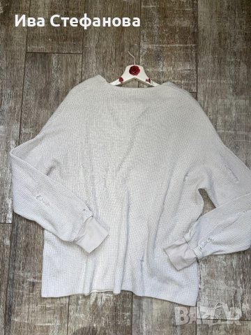 Оригинален марков мръсно бял слонова кост тънък пуловер накъсан скъсан прокъсан Diesel/Дизел, снимка 8 - Блузи с дълъг ръкав и пуловери - 43024368