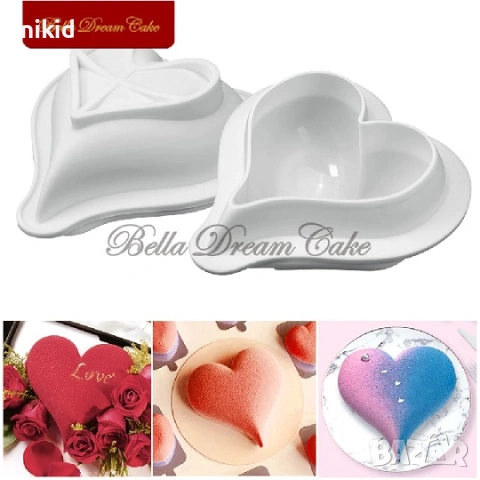 3D заострено сърце дълбок силиконов молд форма кекс Свети Валентин юбилей торта мус гипс свещ сапун