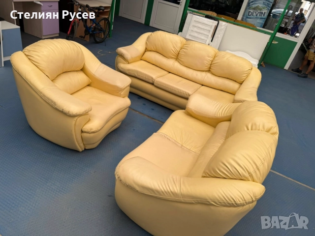 1709 холов разтегателен диван 3ка 210 см + фотьойл 100см + диван 2ка 160см / холна гарнитура / кожен, снимка 6 - Дивани и мека мебел - 51741655