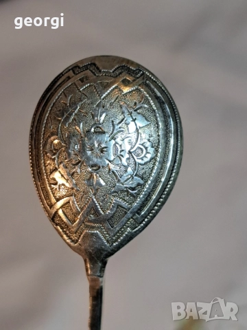 гравирана сребърна лъжичка Царска Русия 