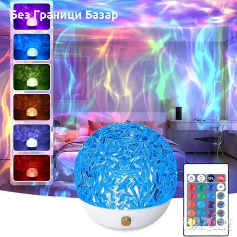 Нов  Проектор за Северно Сияние – 16 Цвята, 30 Режима Атмосферна Светлина за Стая