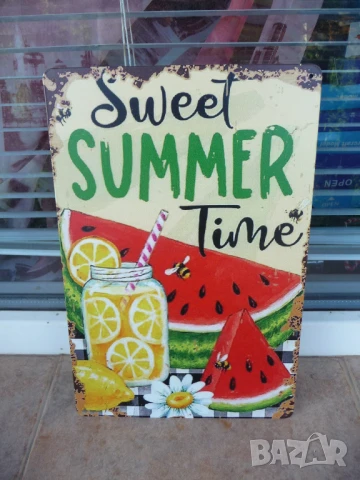 Метална табела Страхотно лято диня лимонов сок лед забавления