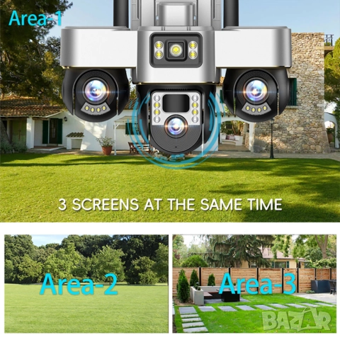 WIFI Камера за наблюдение със соларен панел V380Pro, 18MP Full HD, 3 зони едновременно, снимка 4 - IP камери - 52242768