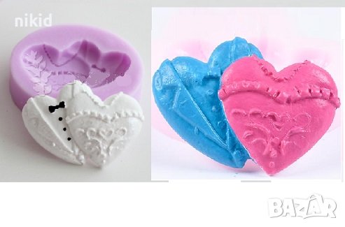 Сърце сърца костюм сватба сватбен младоженци силиконов молд форма шоколад гипс