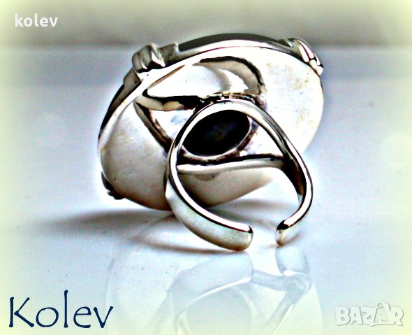 Комплект пръстен и медальон от сребро с лабрадорит - УНИКАТ, снимка 8 - Пръстени - 26702537