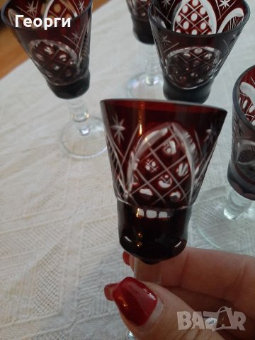Кристални чаши рубин за ракия, снимка 4 - Чаши - 38334882