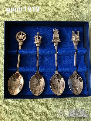 Комплект лъжици 22ct позлатени Queen Elizabeth II Golden Jubilee 2002, снимка 2 - Антикварни и старинни предмети - 47674294