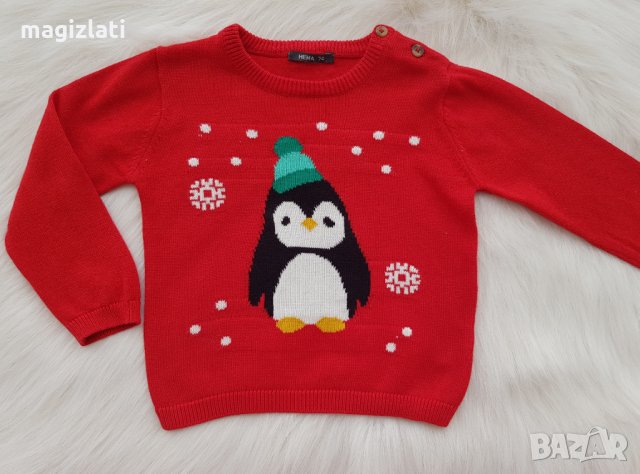Коледен пуловер 6-9 месеца, снимка 4 - Бебешки блузки - 27083195