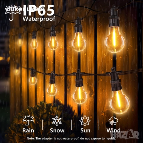 Външни LED лампички 20.5 м, 20 крушки, 8 режима, топла светлина, снимка 2 - Лед осветление - 52811586