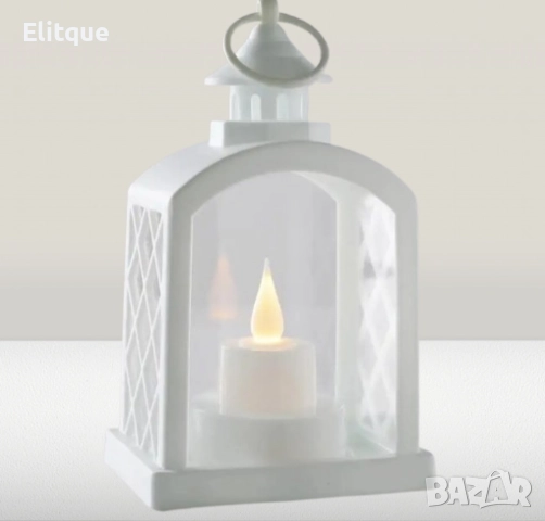 Бял Коледен LED фенер с топла светлина, снимка 5 - Други стоки за дома - 52820183