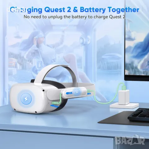 Батерия за Oculus Quest 2, Kinwin 20000mWh Разширена батерия за Meta Quest 2, 10W, снимка 5 - Друга електроника - 47992304