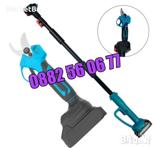 Комплект 3 в 1  Акумулаторна резачка и лозарска ножица 36V 8Ah с прът с 2 вериги и нож, снимка 4 - Градинска техника - 53249332