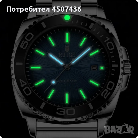 Автоматичен часовник RUIQI,водоустойчив,дата,въртящ се безел,фосфорисциращи стрелки, снимка 9 - Мъжки - 52703928