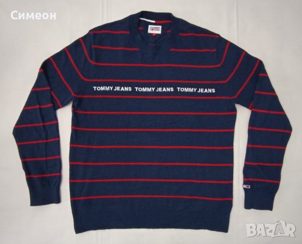 Tommy Jeans Pullover оригинален пуловер L памучен пуловер Hilfiger, снимка 1 - Пуловери - 44077784
