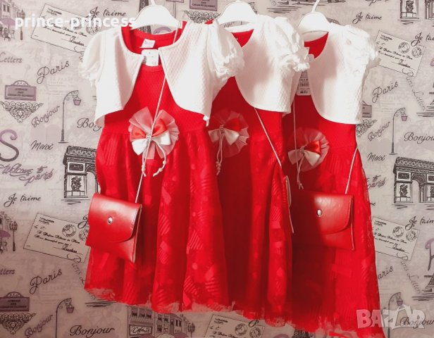 Детска рокля в червено с болеро , снимка 2 - Детски рокли и поли - 36828956
