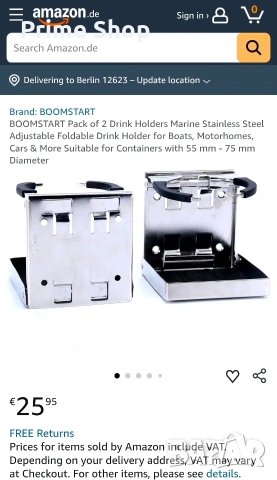 Регулируема сгъваема стойка за чаши BOOMSTART, неръждаема стомана, 2бр., снимка 2 - Аксесоари и консумативи - 53573460