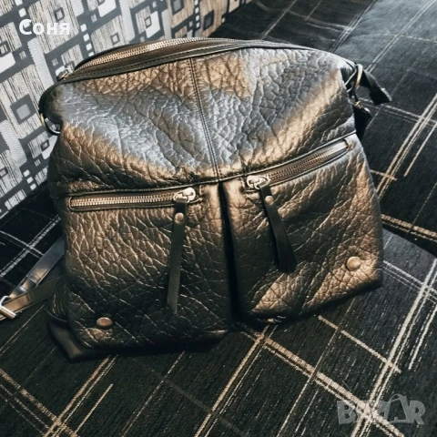 Дамска чанта черна тип торба с дълга и къса дръжка, снимка 6 - Чанти - 50917480