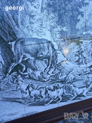 Голямо порцеланово пано на ловна тематика Mosa Holland антика уникат , снимка 7 - Декорация за дома - 38426027