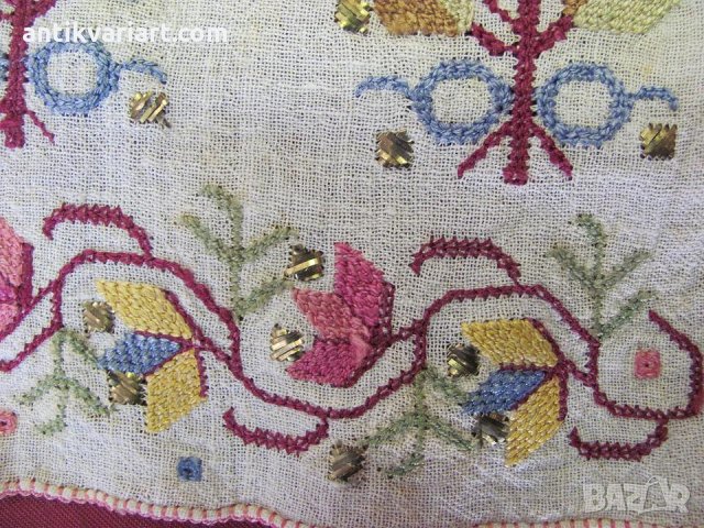 19 век Ръчно Бродирана Кърпа,ислям ,отоман, турска, снимка 9 - Антикварни и старинни предмети - 27402748