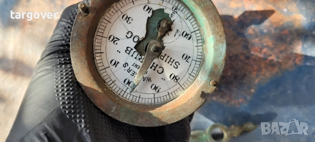 старинен морски корабен лаг с лагова тежест, снимка 3 - Антикварни и старинни предмети - 51649475