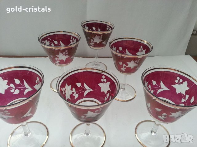 Ретро стъклени чаши гравирани , снимка 2 - Антикварни и старинни предмети - 33682344