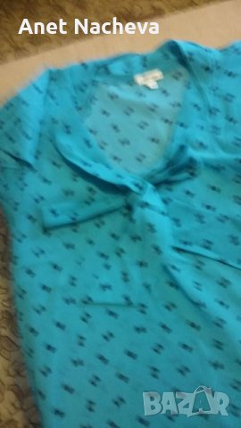 Риза копринена ,петролено зелена ,леко шарена, снимка 1