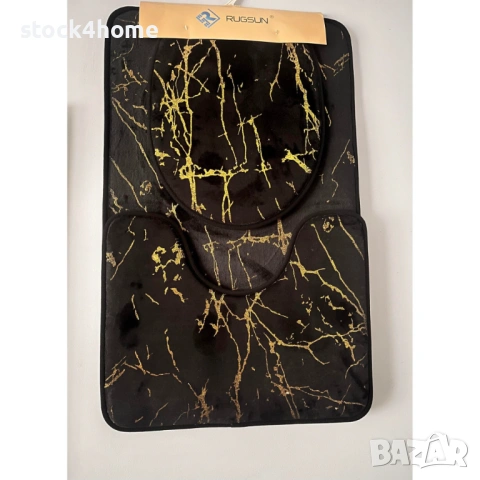 Комплект от 3 килимчета за баня, неплъзгащи се, мраморна визия, снимка 3 - Други - 53494354