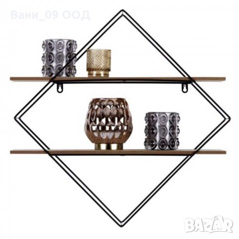 Ромбоидна етажерка-дърво и метал, снимка 2 - Етажерки - 32439904