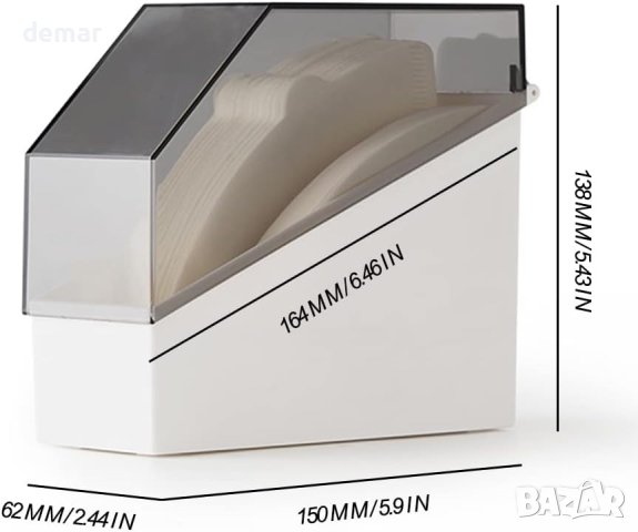 Niciksty, Кутия за филтри за кафе, Капацитет 100 бр. Хартиени филтри, снимка 2 - Други стоки за дома - 43218203