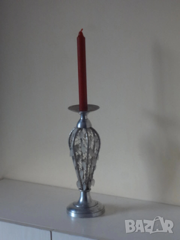 Винтидж сребрист свещник
