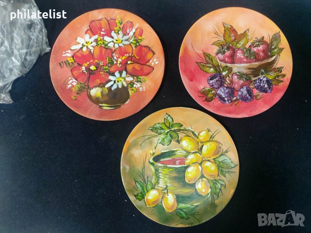 3 броя - Рисувани чинии - Комплект !