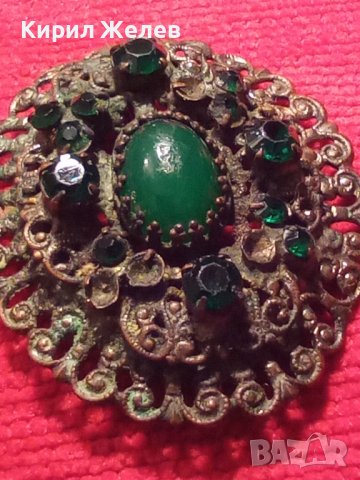 СТАРИННА АРТ ДЕКО БРОНЗОВА ПОСРЕБРЕНА СКЪПОЦЕННА БРОШКА с ПЕРИДОТ-  ОЛИВИН и ЗЕЛЕН АХАТ 25073, снимка 18 - Антикварни и старинни предмети - 34529608