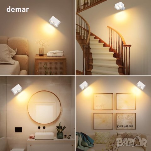 Акумулаторна стенна лампа  за спалня, 52 LED с опции за докосване и дистанционно, снимка 4 - Лед осветление - 43173274