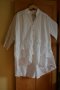 Бяла памучна банкетна риза с къдрици и 3/4 ръкав