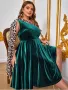 Рокля от кадифе със зелен акцент ХХЛ/XXL, снимка 4