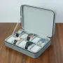 Луксозна сива кутия за часовници Органайзер за часовник с 10 отделения за 10бр с цип, снимка 1