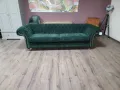Голям зелен диван от плат Честърфийлд - четворка, снимка 8