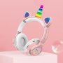 Вълшебни Bluetooth слушалки ЕДНОРОГ с цветни светещи LED ушички МЕ-6, снимка 1