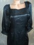 In wear M- Черна сатенена рокля с плетеница и буфон ръкав , снимка 2