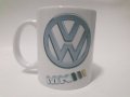 Бяла порцеланова чаша с логото на Фолксваген МК III / VW MK III, снимка 1 - Чаши - 28512036