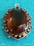 Винтидж сребърен медальон Арт Нуво стил с овален ОПУШЕН КВАРЦ ръчна майсторска изработка 13668, снимка 6