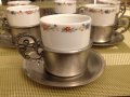 Vintage. Нов. Немски калаен сервиз чаши с подстакани за кафе, ракия, греяна ракия, снимка 1